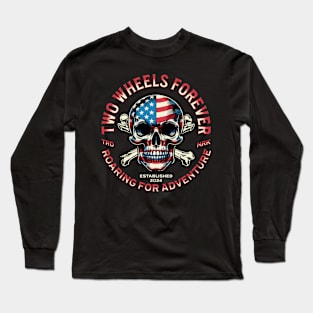 Patriotic Skull Biker Badge Design Long Sleeve T-Shirt